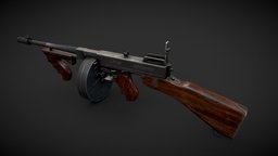 M1928A1 THOMPSON Lowpoly 3D Model world, rifle, games, ww2, fps, shooter, unreal, firearm, battlefield, machine, game-ready, ue4, game-asset, game-model, low-poly-model, lowpoly-gameasset-gameready, weapon, unity, pbr, military, gun