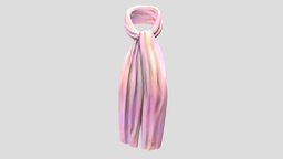 Female Tied Around Neck Scarf neck, scarf, fashion, girls, clothes, pink, womens, wear, tied, around, wrapped, pbr, low, poly, female
