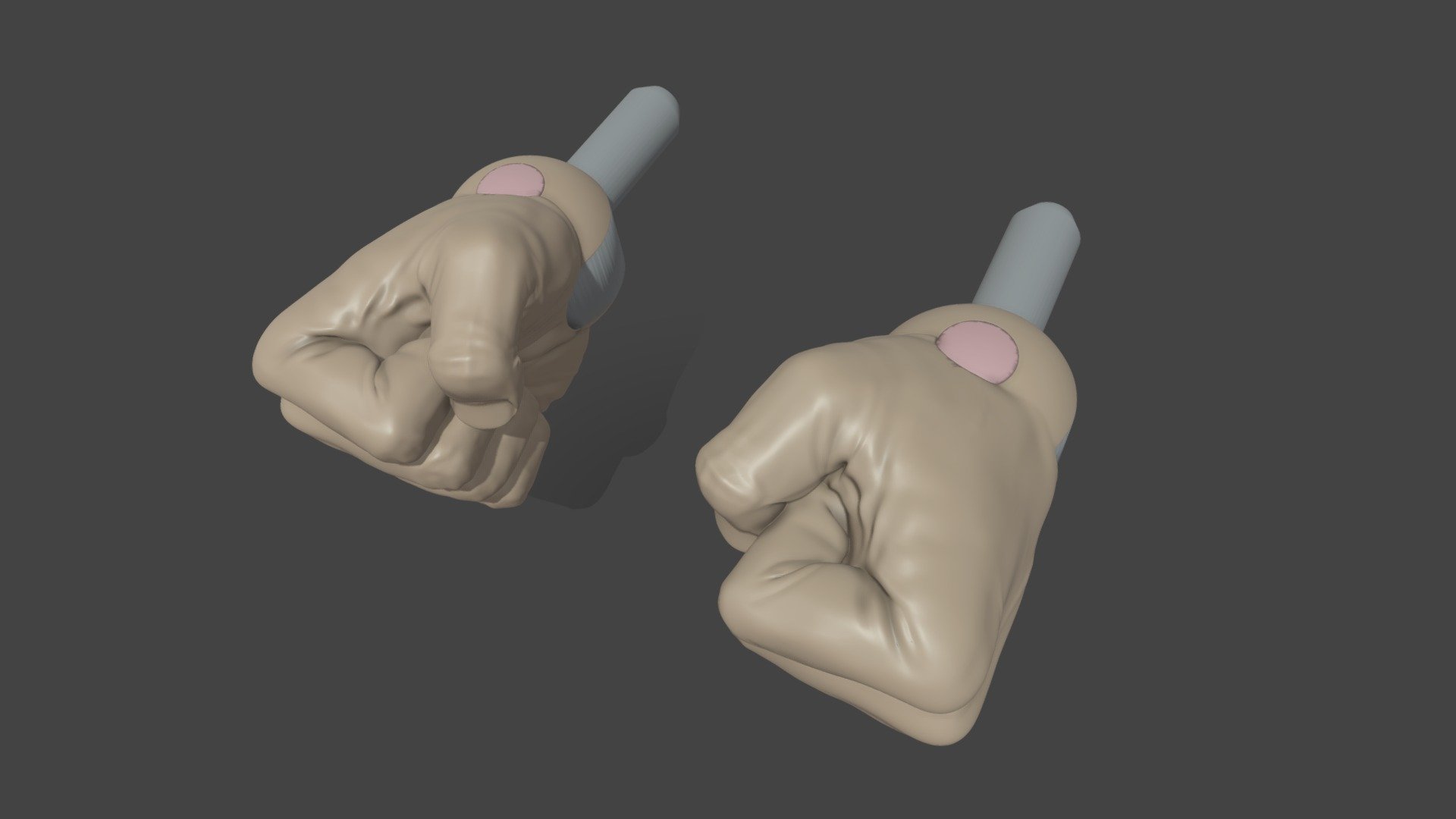 A pair of Articulated fists for 3D printing.  These parts are scaled for a 6