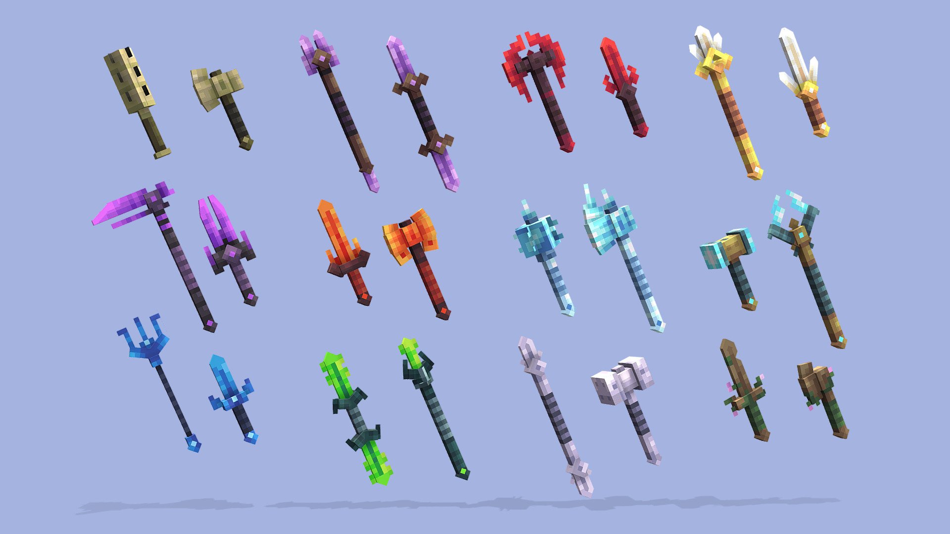 Elemental weapon pack for CubedCreations - Elemental Weapons - 3D model by LuccaH 3d model