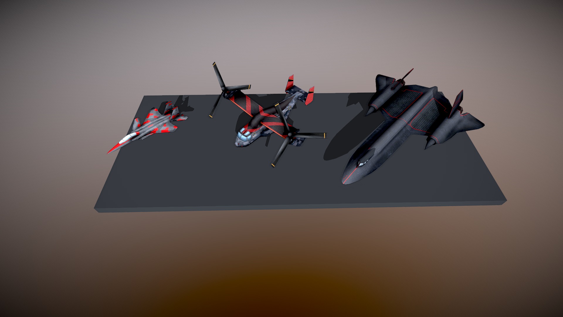 A series of planes I made for Vasco Games as an intern.
modeled using 3DsMax and textured with Photoshop. Created for a mobile game 3d model
