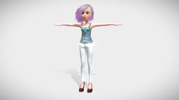 Cute Toon Girl ( Rigged & Blendshapes ) toon, avatar, chick, toy, tshirt, people, fashion, unreal, cartoony, pants, vr, young, boots, virtualreality, personaje, mannequin, toony, teen, woman, clothed, game-ready, chica, unrealengine, pedestrian, blendshapes, manequin, rigged-character, facial-rig, facial-expressions, fashion-style, character, unity3d, girl, cartoon, plastic, clothing, gameready, gamereadycharacter, clothed-character