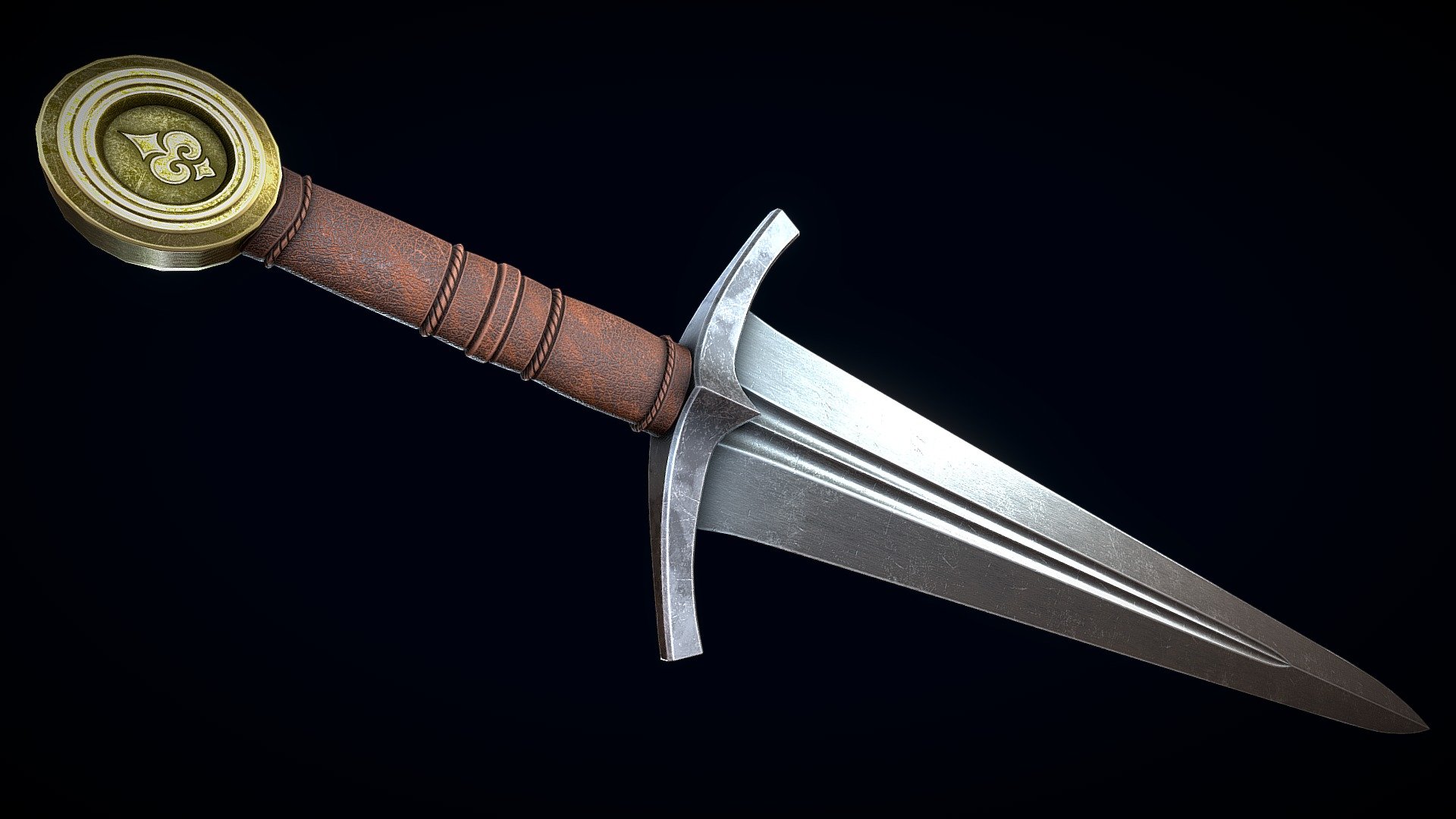 Low-poly 3D model of the Medieval Broadsword doesn't contain any n-gons and has optimal topology. This model has 2K textures 3d model
