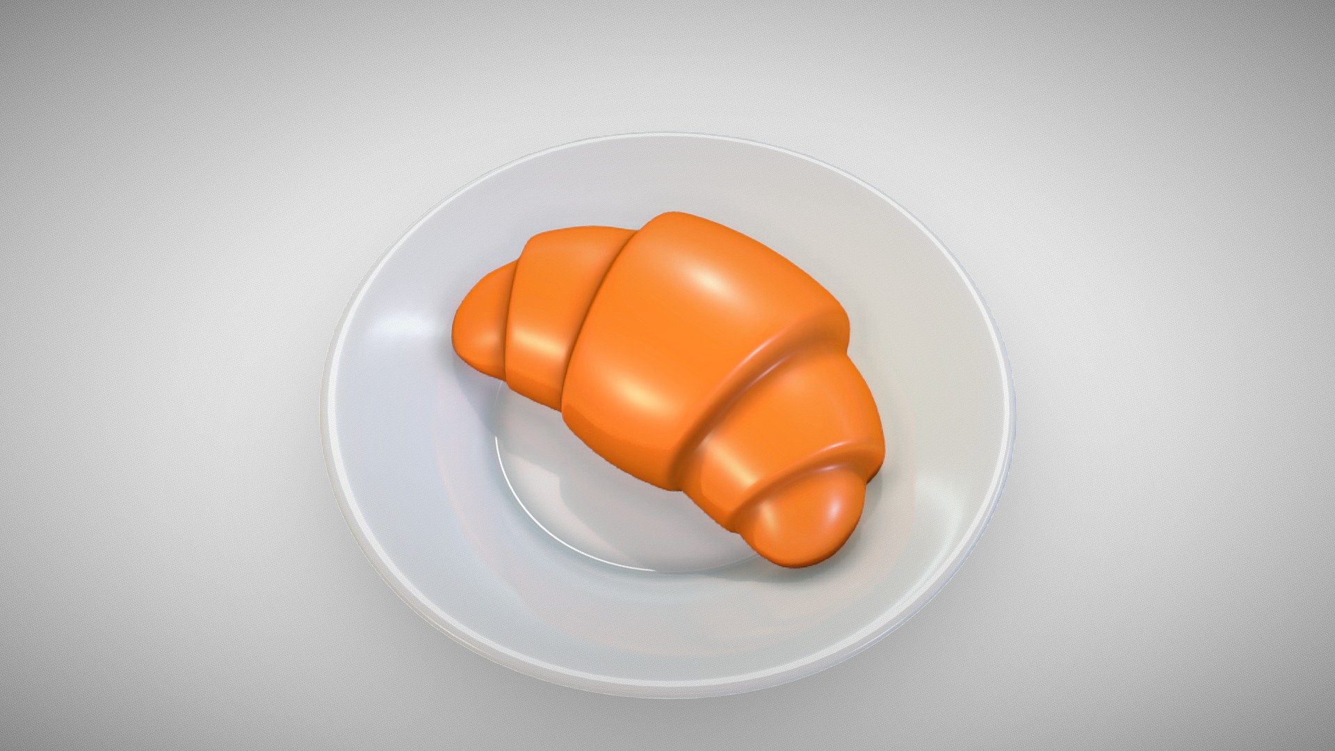 French Croissant - French Croissant on the plate (cartoon) - Buy Royalty Free 3D model by tkkjee 3d model