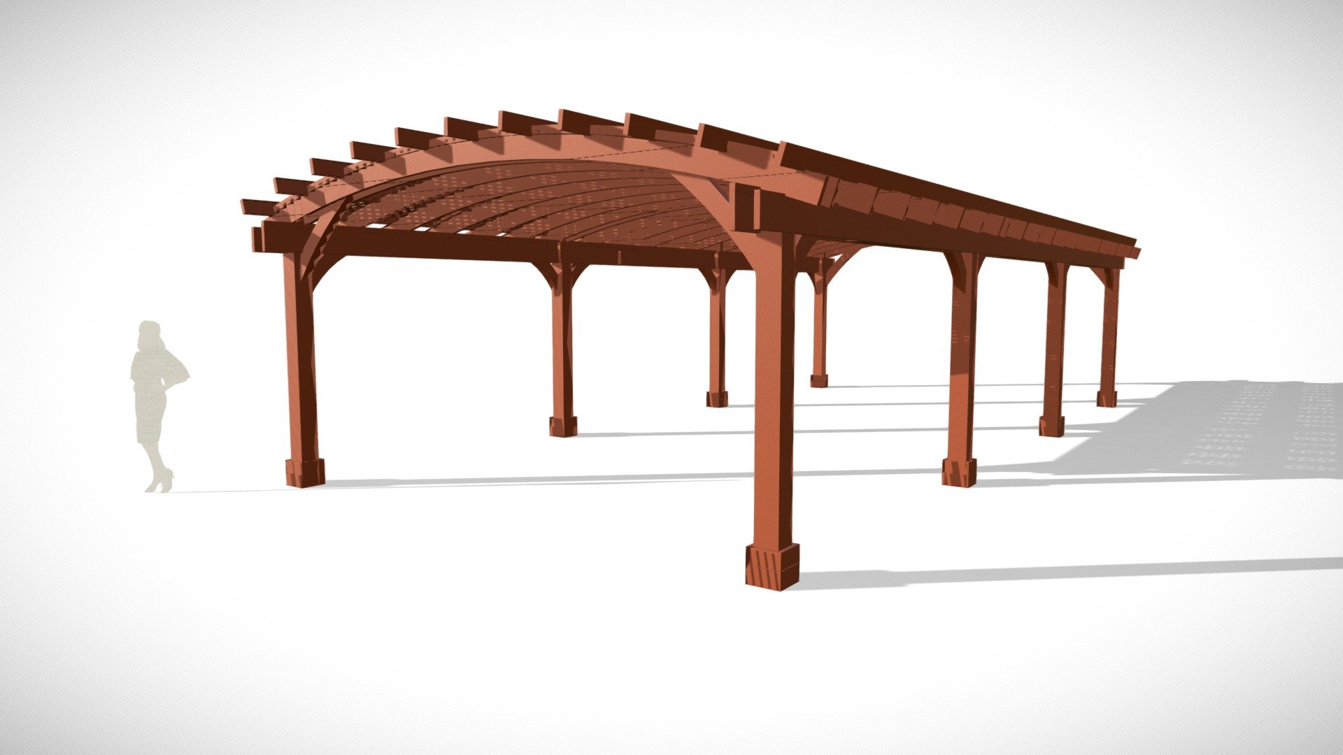 Arched Pergola Kit 40'L x 20'W
8x8 Posts

Drawn by Ivanna Garcia
7/8/2022

More like this at
https://www.foreverredwood.com/arched-pergola-kits.html?search=arched%20pergola - Arched Pergola Kit 40'L x 20'W - 3D model by Forever Redwood Engineering Team 3d model