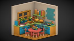 Isometric Kitchen room, assets, pack, architecture, asset, game, lowpoly, low, interior