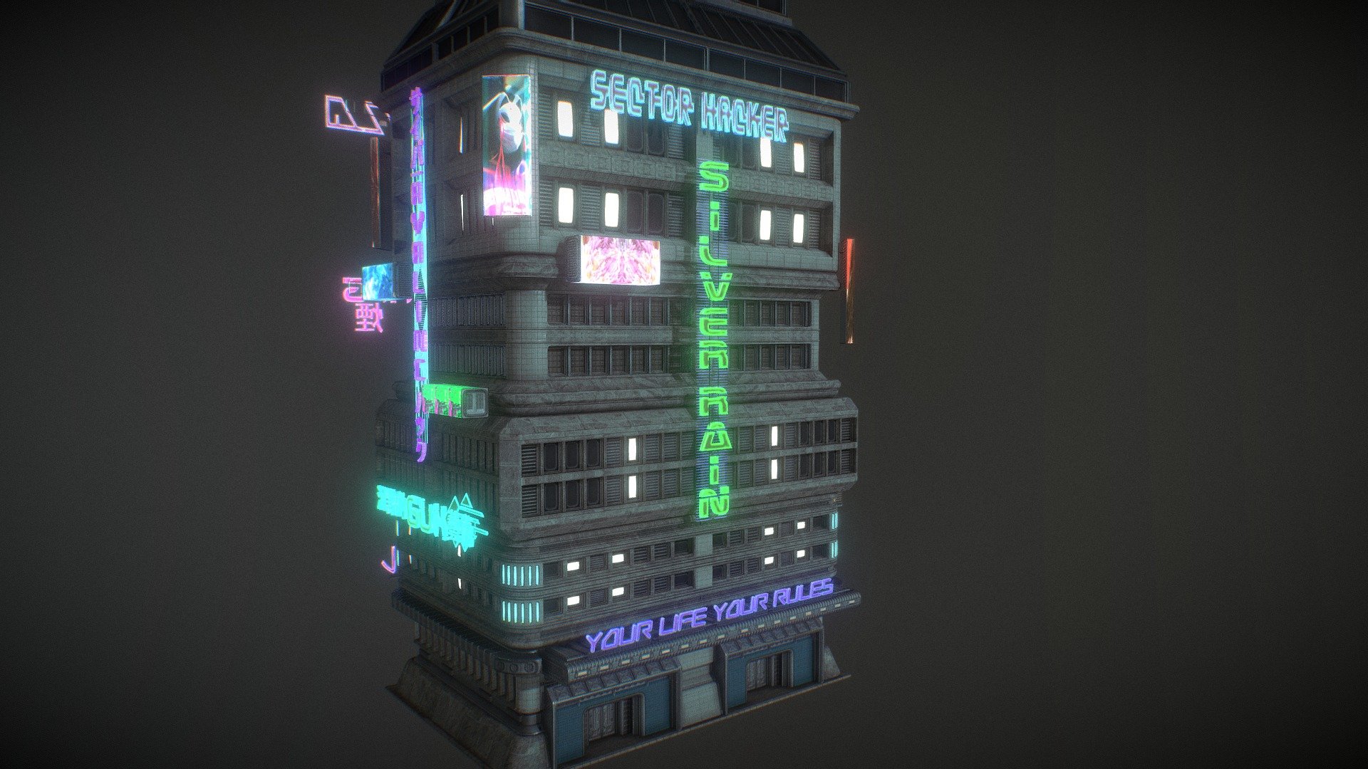 Cyber Building_35 - Building_35 - 3D model by _voxel_ 3d model