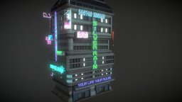 Building_35 future, cyberpunk, night, neon, city, building, street, skyfie