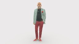 Stylish bald old man 0351 style, people, fashion, clothes, stylish, miniatures, realistic, old, character, 3dprint, model, man