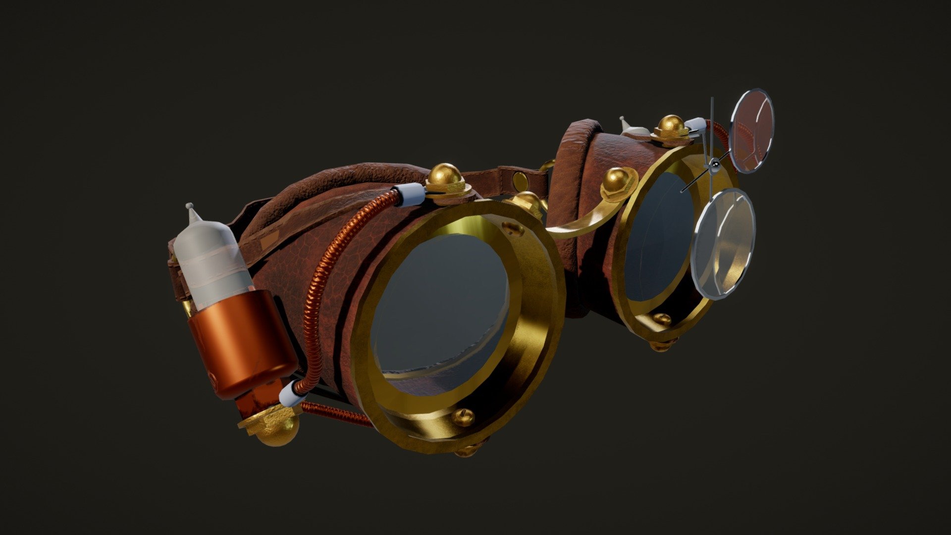 Personal project and trying to get better with 3Dcoat. Had some issues and translucency problems but this taught me allot (: - Steampunk Goggles - 3D model by Jake Taylor (@zerlupus) 3d model