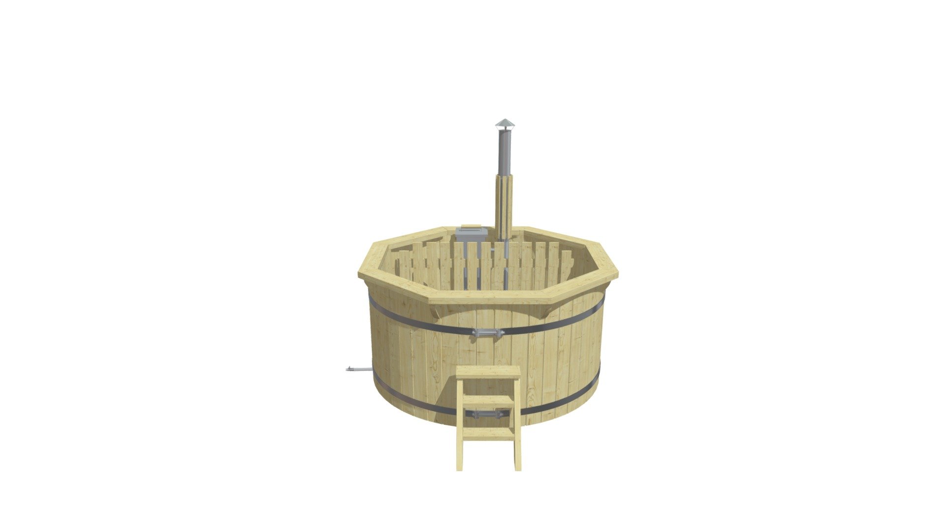 Wooden Hot Tub (2.2m) with internal heater - 3D model by Nordic Spa (@fireflycove) 3d model