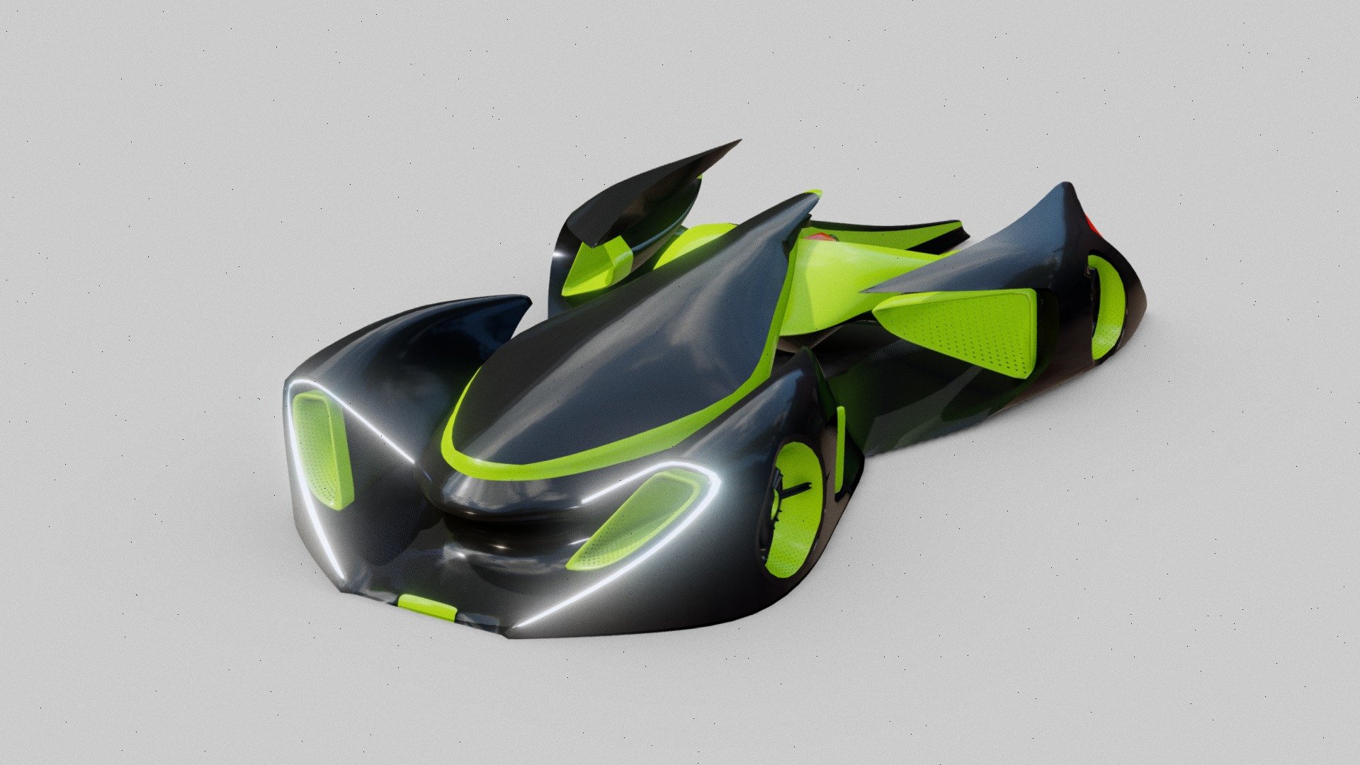 A midpoly model of a sci-fi concept car designed by R. Sharma - Concept Car - 3D model by iSteven (@OneSteven) 3d model