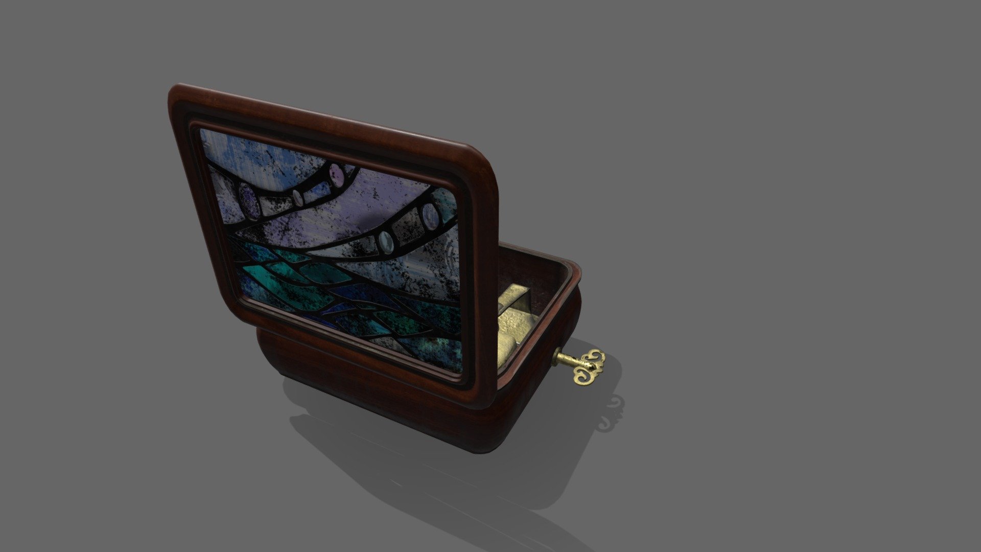 Music Box with stained glass top - Music Box - 3D model by Zebrahcorn 3d model
