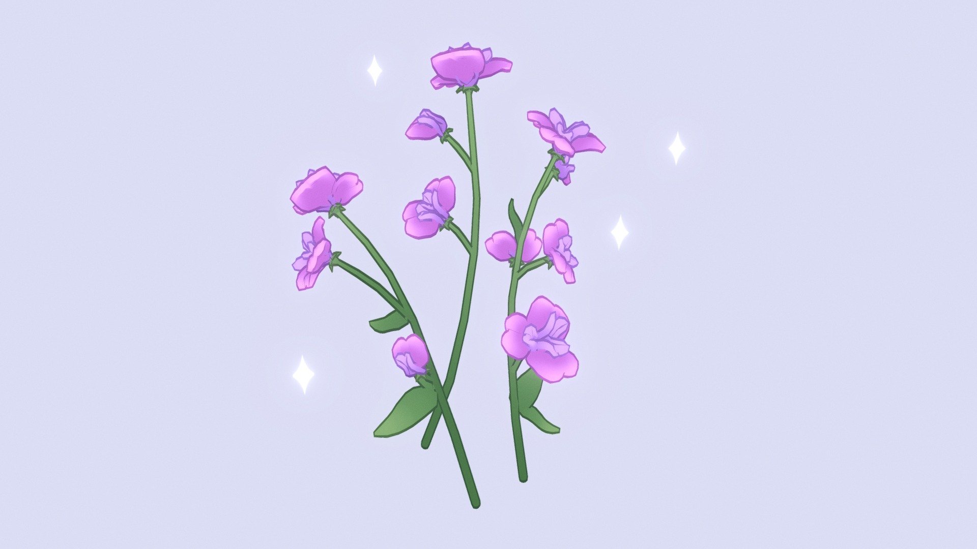 💜 A bunch of stylised outlined sweet peas - Stylised Sweet Pea - 3D model by Jay Topham (@sophee.jay) 3d model