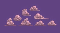 CLOUDS PACK 9 cute, assets, clouds, pack, scroll, fluffy, nubes, stylized, environment