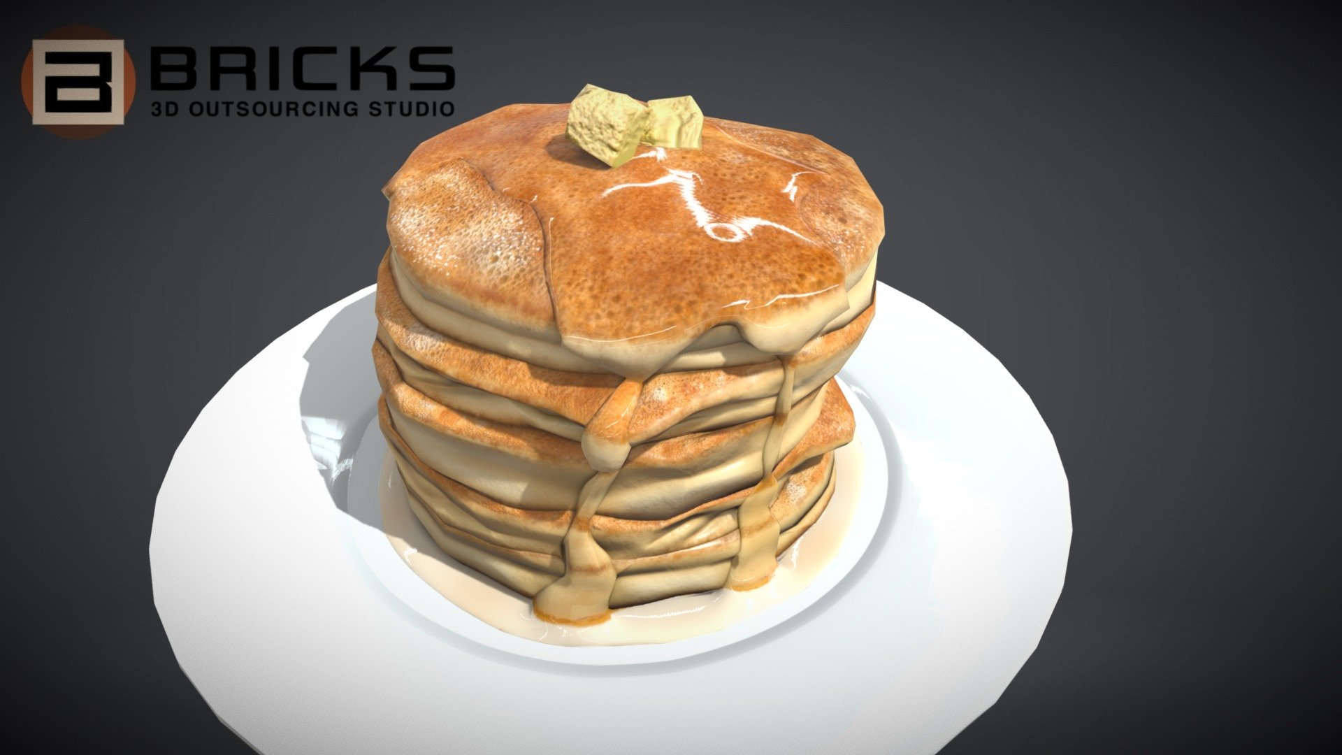 PBR Food Asset:
Pancake
Polycount: 2234
Vertex count: 1119
Texture Size: 2048px x 2048px
Normal: OpenGL

If you need any adjust in file please contact us: team@bricks3dstudio.com

Hire us: tringuyen@bricks3dstudio.com
Here is us: https://www.bricks3dstudio.com/
        https://www.artstation.com/bricksstudio
        https://www.facebook.com/Bricks3dstudio/
        https://www.linkedin.com/in/bricks-studio-b10462252/ - Pancake - Buy Royalty Free 3D model by Bricks Studio (@bricks3dstudio) 3d model