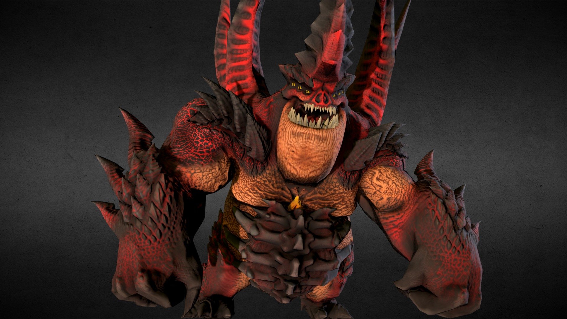 A Demon rigged and animated perfect for videogames !

You can see my original concept on this link :
https://www.artstation.com/artwork/AW09y - Demon Boss - 3D model by Larry (@laurent-dem1994) 3d model