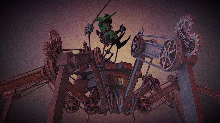 This goblin driver can steer his over-the-top-coal-powered-spider-walker across almost any terrain. It may not be the most comfortable ride, but what kind of goblin cares about comfort anyway? - Coal-Powered-Spider-Walker [Animation] - 3D model by Justin Sullivan (@justinsullivan) 3d model
