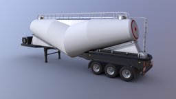 Gas Trailer #2 LowPoly truck, land, gasoline, trailer, traffic, transport, lorry, vehicle