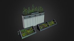 Sci-fi plant rack + pot free scene, green, experiment, fiction, plants, sci, fi, lab, hard, surface, unreal, laboratory, mid, foliage, nature, sciene, game, low, poly, free