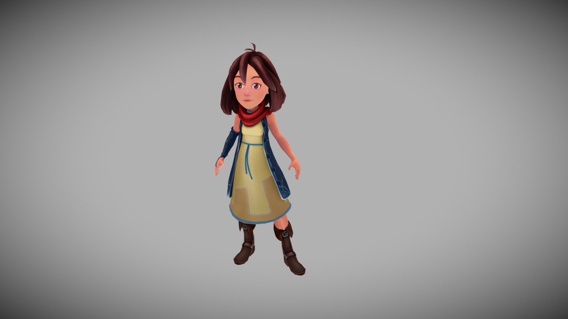 This is May, the main character from the educational coding game May's Journey (www.maysjourney.com), created by Chaima Jemmali. Character design and concept art by Ali Swei (www.aliswei.com)
Modeled in Maya, face and hair sculpted in ZBrush, texturing started in Substance Painter and mostly done in 3DCoat. This is a pose test using Maya's auto rig 3d model