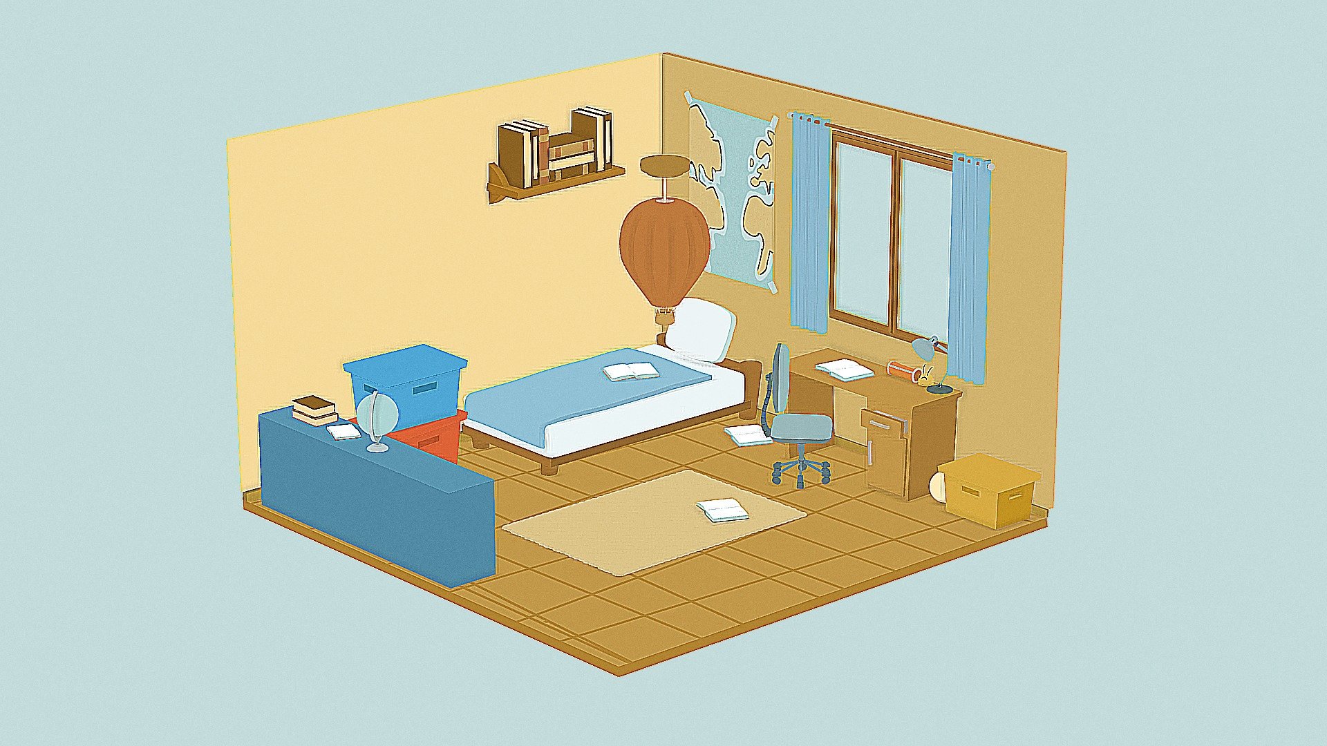 Cartoon Bedoom Low-poly - High detail

Blender 2,9 - free download

Realised by SDC for Sketchfab - 2021

NB: The sketchfab rendering may be different from that of Blender.

For more models click here (everything is free !!) :

https://sketchfab.com/3Duae - ( FREE ) Cartoon Room Low-poly - Download Free 3D model by SDC PERFORMANCE™️ (@3Duae) 3d model