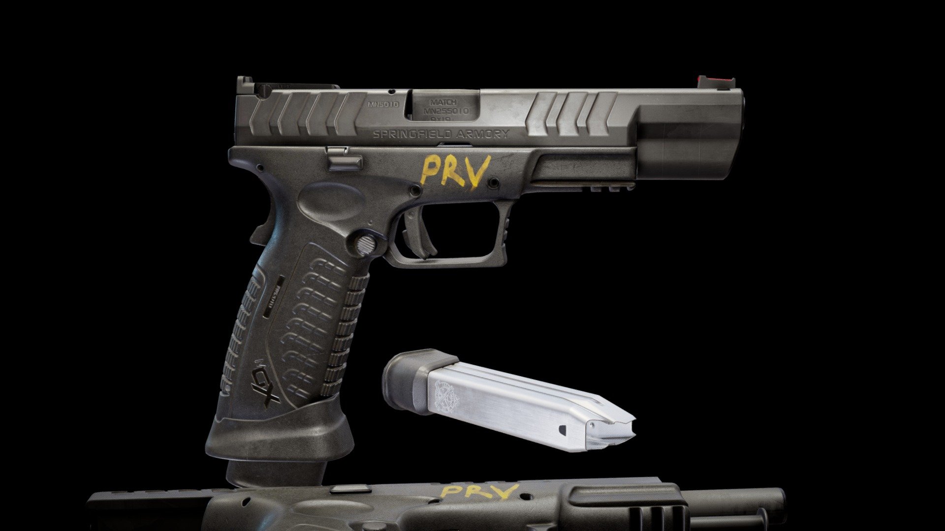 Handgun XD-M Elite 5.25 (personal work )
Modeling - Blender , ZBrush (21,936 tris)
Texturing - Substance Painter (1 set - 4 k )

more renders - https://www.artstation.com/artwork/18Q552 - XD-M Elite 5.25 Handgun - 3D model by PRVXY 3d model