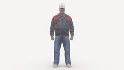 001204 worker man in gray special suit suit, style, people, special, clothes, gray, worker, miniatures, realistic, character, 3dprint, model, man, human, male