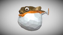 [Low Poly] Blowfish fish, fishing, ocean, blowfish, animals-cute, blender, lowpoly, low, poly, animal, animation, animated, rigged, sea