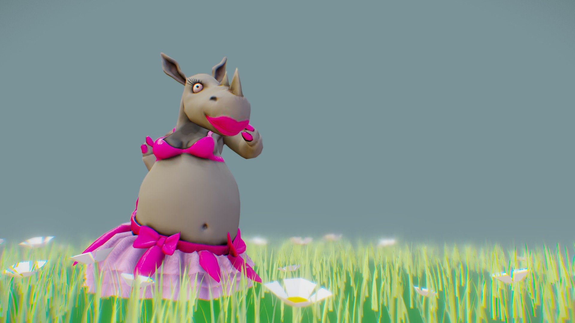 character made for the game Ketch'UP &amp; May'O - Rhino in a tutu - 3D model by BlackantMaster 3d model