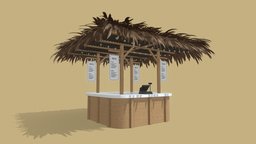 Beach Bar 3x3 Meters bar, room, drink, food, cocktail, frame, wooden, 3x3, stand, restaurant, other, kiosk, tiki, architectural, store, market, stall, hut, beach, commercial, hawaiian, straw, wood, shop, noai