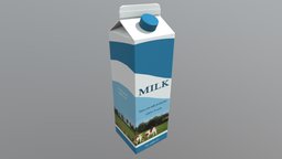 Milk Carton drink, cow, dairy, prop, pack, can, breakfast, milk, liquid, milky, papercarton, cartonage, lowpoly