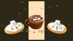 Marshmallow Christmas food, cute, snowman, cookie, christmas, chocolate, sweet, holidays, sweets, snowmen, marshmallow, handpainted