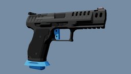 Low-Poly Walther Q5 Match handgun, 9mm, target, walther, pistol, match, 9x19mm, low, poly, gun, sport, race, q5, racegun