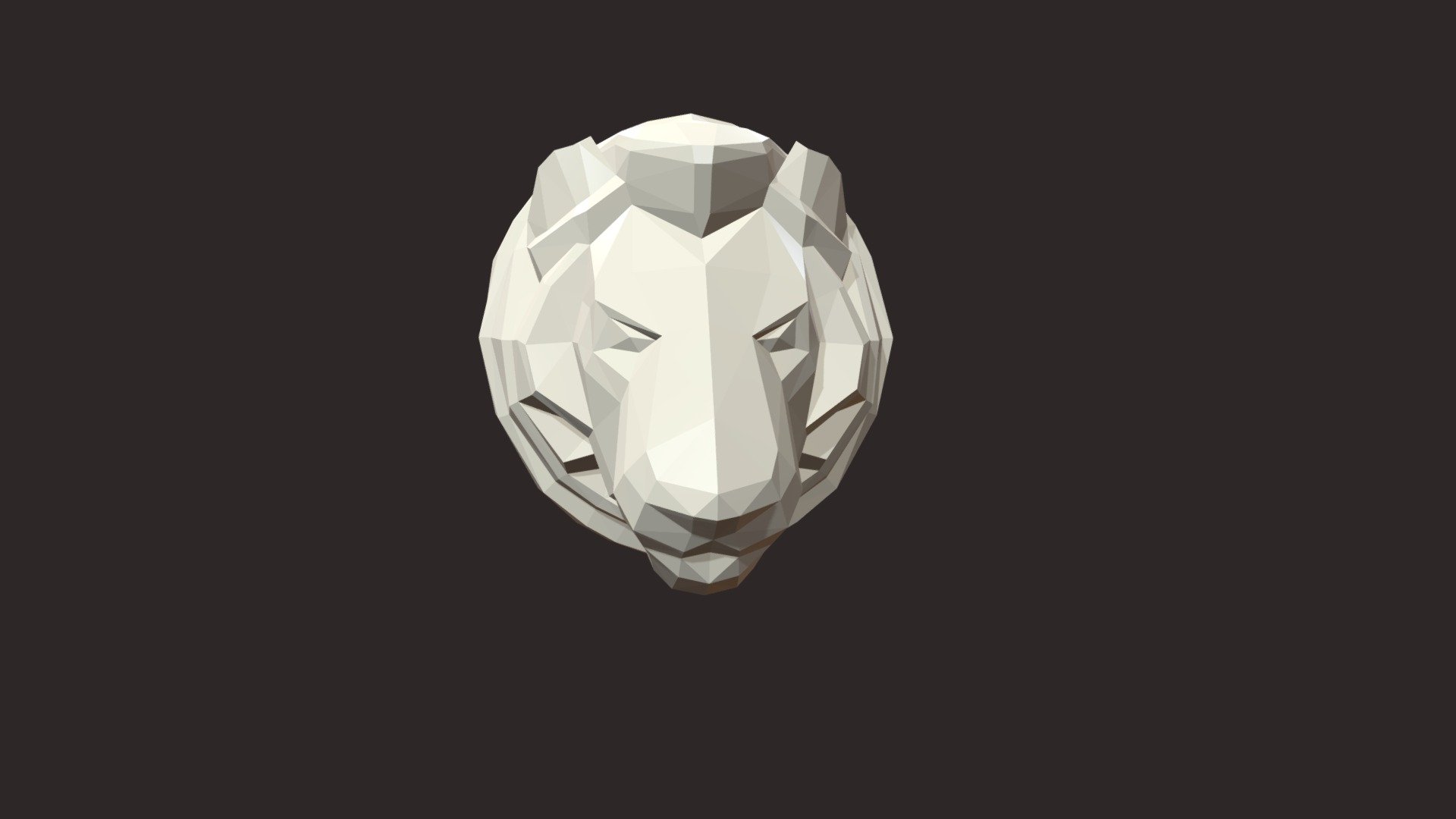 Print ready lion head.

Measure units are millimeters, it is about 3 cm in diameter.
Wall thickness for hollow version is about 0.7 mm.

Mesh is manifold, no holes, no inverted faces.

Available formats: .blend, .stl, .obj, .fbx

Two versions of the had are available:

1) Lion_Head_LP. (.blend, .stl, .obj, .fbx, dae, .stp) 1252 triangular faces.

2) Lion_Head_LP_solid. (.blend, .stl, .obj, .fbx, dae, .stp) 724 triangular faces 3d model