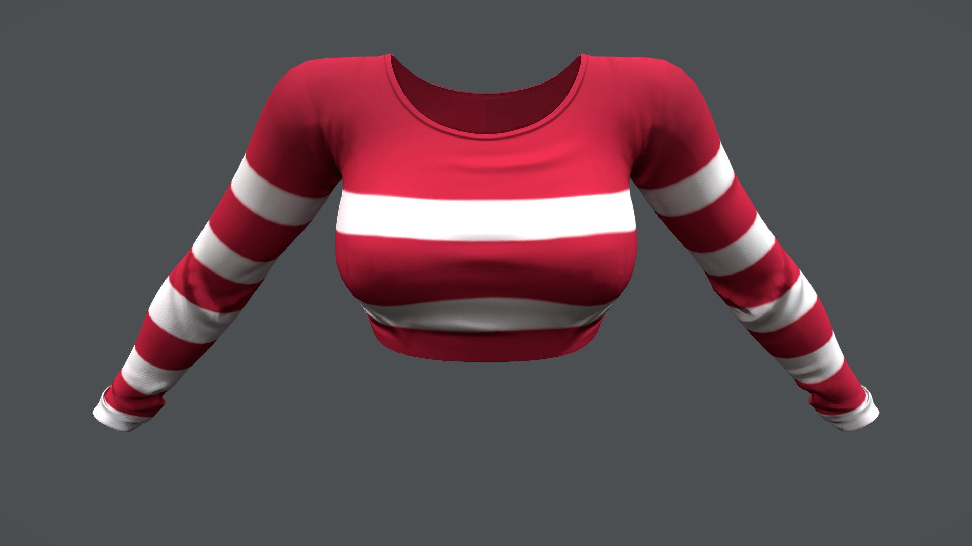 Female Sriped Long Sleeves Crop Sweater

Can be fitted to any character

Clean topology

No overlapping smart optimized unwrapped UVs

High-quality realistic textures

FBX, OBJ, gITF, USDZ (request other formats)

PBR or Classic

Type     user:3dia &ldquo;search term