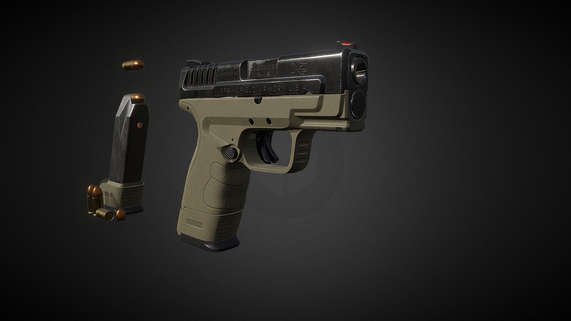 Sub-Compact 9mm Handgun  &ldquo;Game ready lowpoly