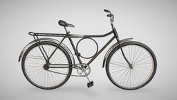 Bicycle bike, green, bicycle, transportation, wheels, b3d, prop, retro, transport, country, vr, ar, farm, realistic, old, delivery, realism, asset, blender, vehicle, pbr, city, street, commutation, commuting