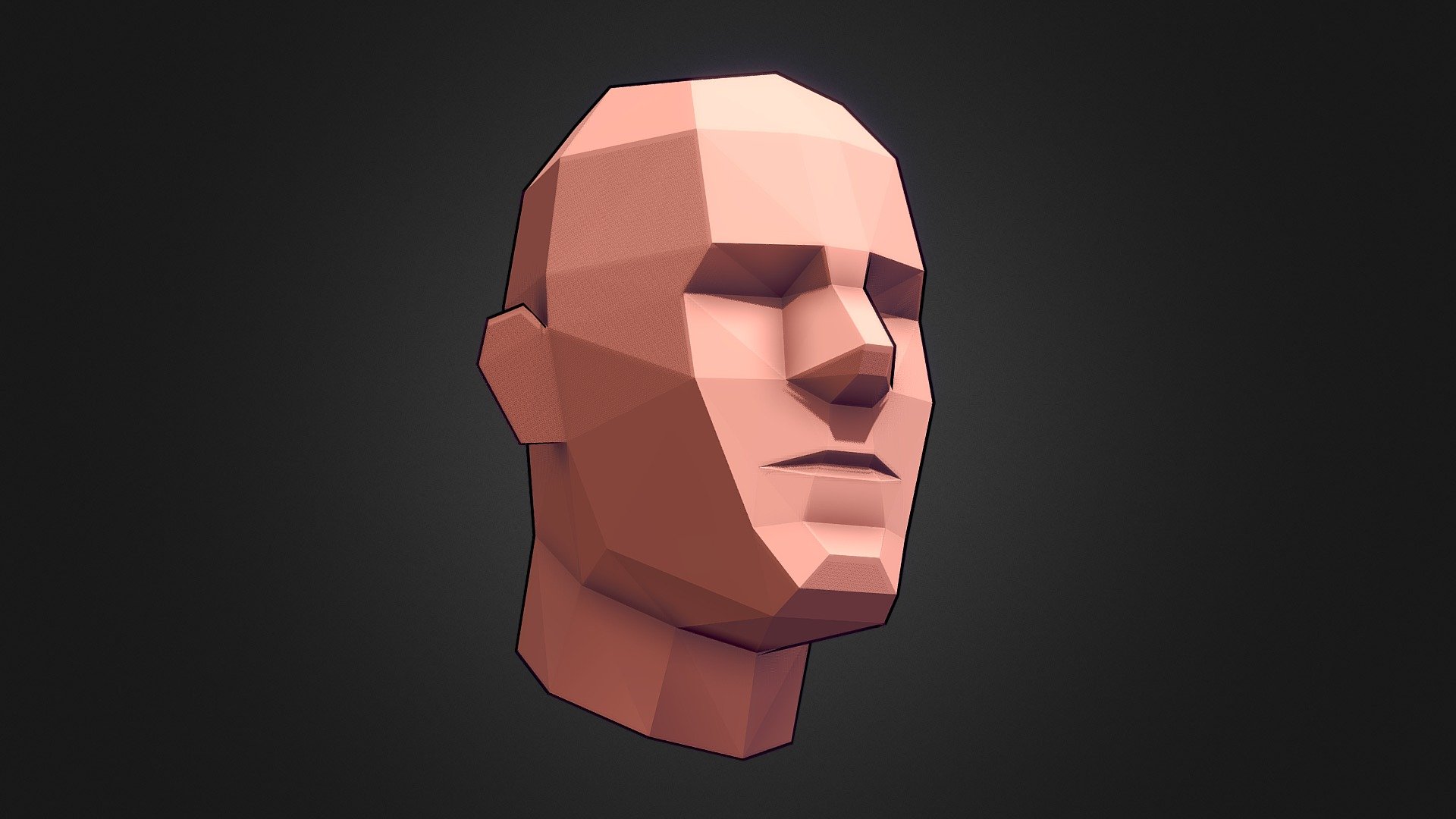 .FBX File: 


1. head_mesh - 220 triangles, and has mirrored UVs.

2. head_outline - used for outline effect in Sketchfab.
 - Male Head I - Buy Royalty Free 3D model by M. Wallace (@walliswahles) 3d model