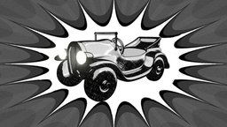 Vintage Cartoon Car white, vintage, retro, sketch, ink, cargo, handpainted, car, black