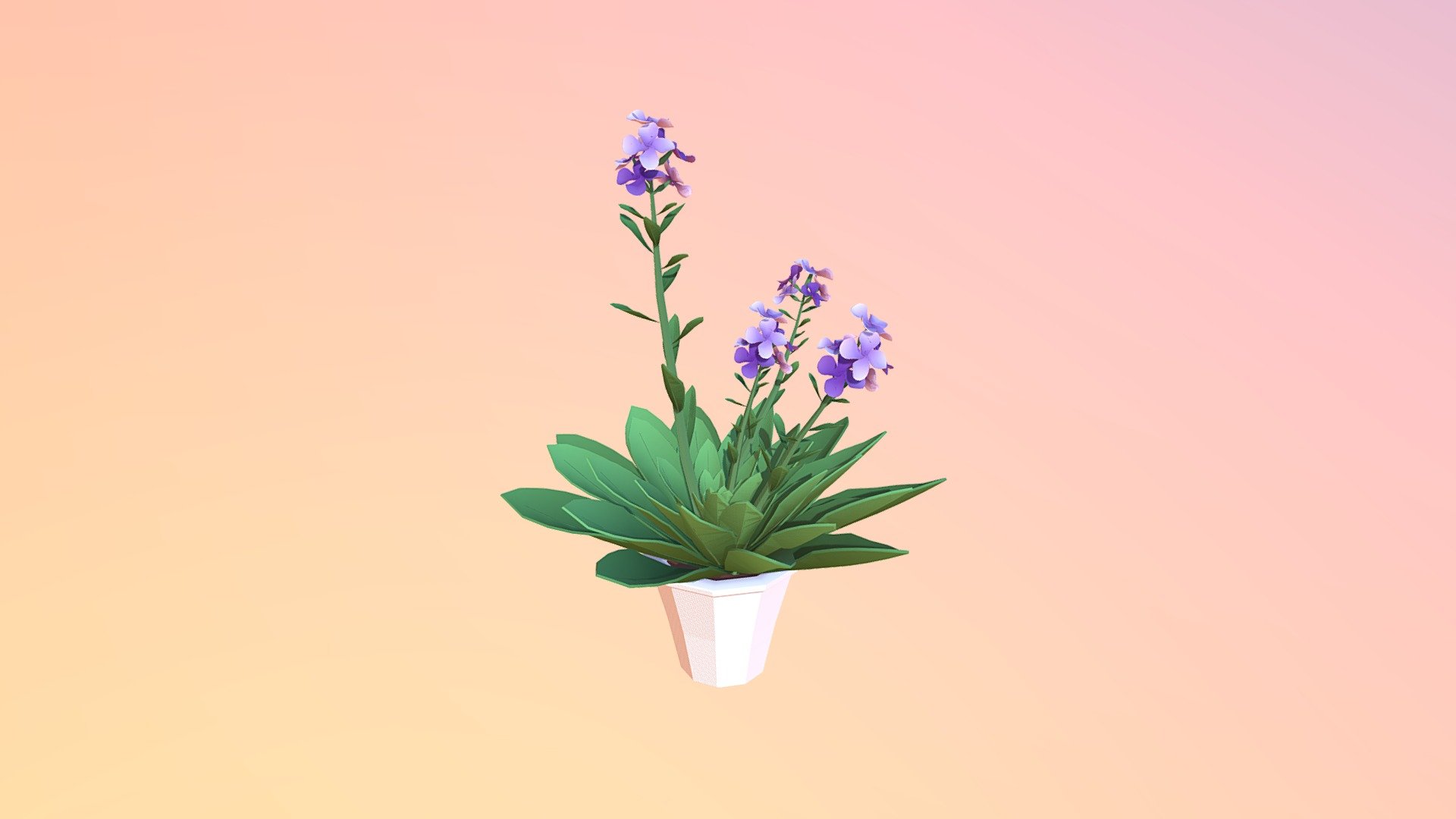 Purple flowers in a white flowerpot - Low Poly Purple Flowers - Download Free 3D model by Anna Obradow (@AnnaObradow) 3d model