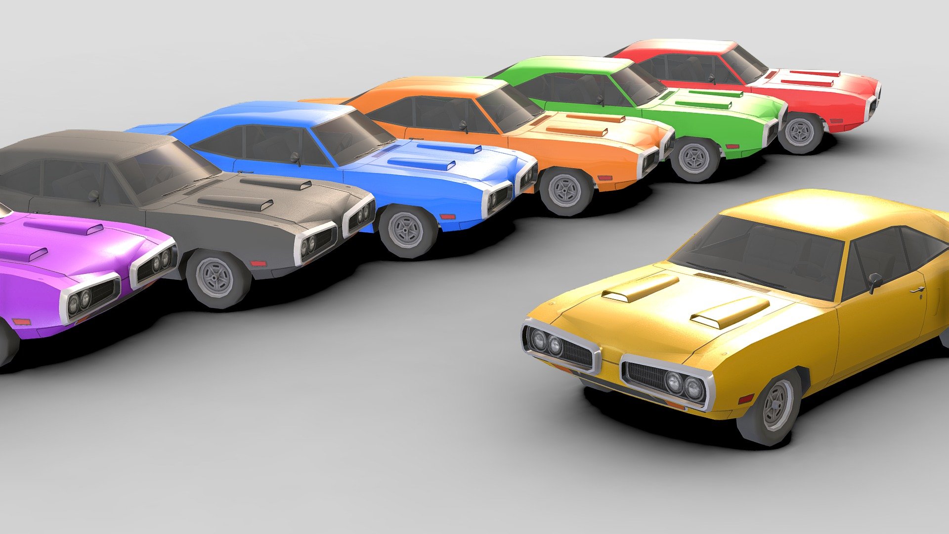 Classic Car # 11 .

You can use these models in any game and project.

This model is made with order and precision.

Separated parts (bodys . wheels . Steer ).

This car has 7 different colors.

Very Low- Poly.

The interior of this car is very low poly.

Average poly count: 5,000 tris.

Texture size: 2048 / 1024 / 512 (PNG).

It has a UV map texture.

Number of textures: 3.

Number of materials: 4.

Format: Fbx / Obj / 3DMax .

The original files are in the Additional file .

Wait for my new models.. Your friend (Sidra) 3d model
