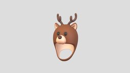 Prop063 Deer Hat hat, cute, baby, kid, prop, fashion, deer, buck, mammal, christmas, party, brown, stag, fur, rudolph, reindeer, head, antler, headdress, costume, cartoon, helmet, noai