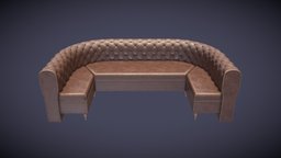 Old leather sofa sofa, leather, vintage, furniture, realistic, old, furnituredesign, sofa-3d-model, home, free