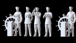 captain and offecers of sailing ship wheel, fishing, miniature, sailing, cabin, steering, captain, sailor, diorama, officer, fisherman, print, old, tant, man, ship, male, sea, boat, boatswain