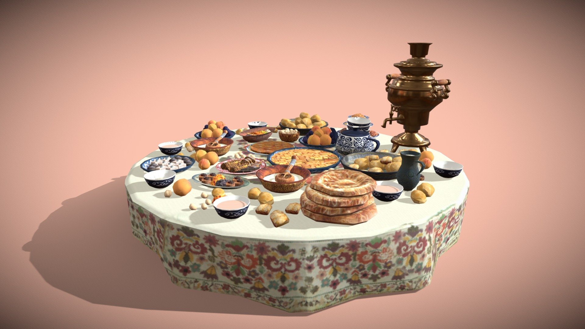 Table served for celebration.

Dastarkhan 2 - Low Poly Game Ready

Optimized for games (game ready), Suitable for close-UPS, illustrations and various renderings 3d model