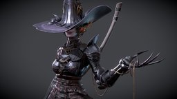 The Huntress dae, blood, hat, spider, hunter, borne, ready, soul, howest, attractive, darksouls, bloodborne, 2021, substancepainter, game, witch, skull, zbrush, fantasy, lady, magic