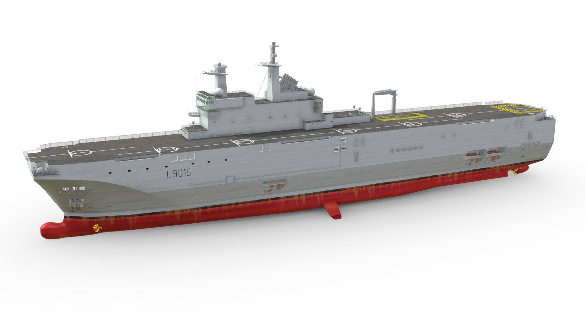 Mistral is an amphibious assault ship, a type of helicopter carrier, of the French Navy. She is the fourth vessel to bear the name, and is the lead ship of the Mistral-class amphibious assault ships.

Obj format included - Mistral class LHD BPC Amphibious Assault Ship - Buy Royalty Free 3D model by Omni Studio 3D (@omny3d) 3d model