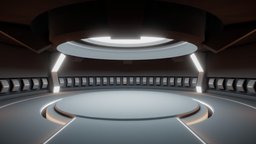 Scifi stage | Gallery | Baked room, virtual, 360, stage, vr, hall, gallery, metal, shining, scif-fi, scifi, hardsurface, interior, space, spaceship, virtualevent, virtual-production, virtual-event, virtualevents