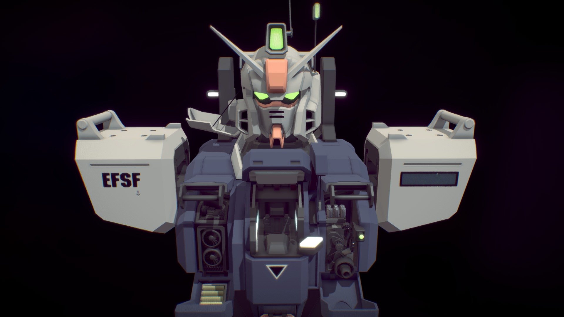 Active work in progress of the Ground Type Gundam featured in Mobile Suit Gundam: the 08th MS Team 3d model